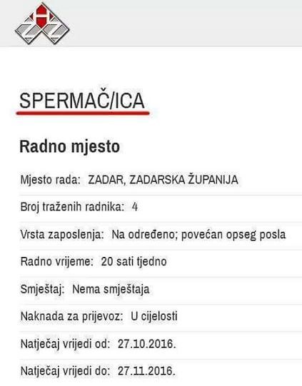 spermačica se traži..