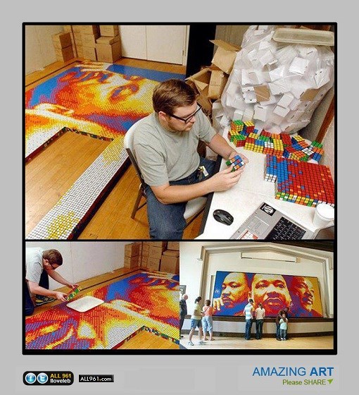 slika napravljena od rubikovih kocki..