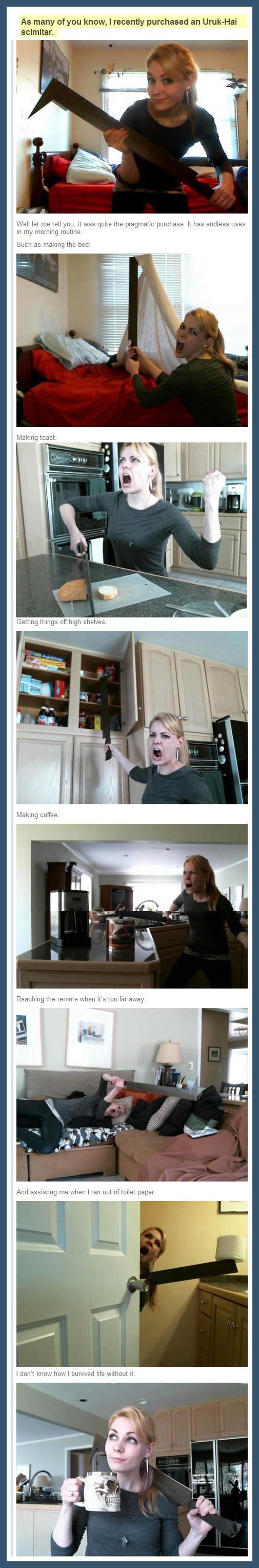 Kad žena kupi mač, evo za što služi