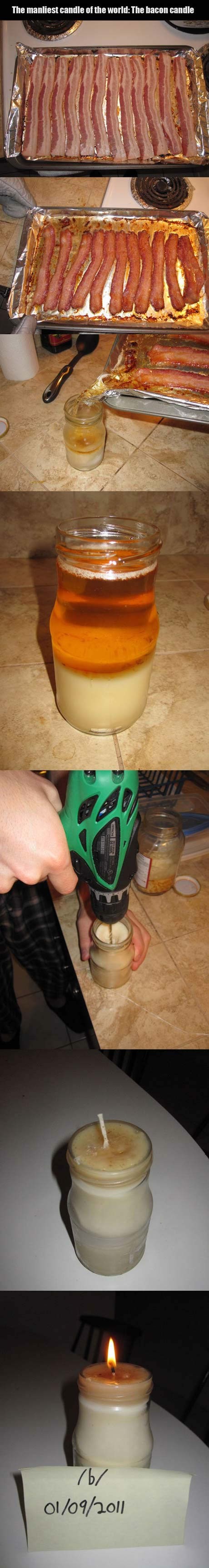 Svijeća s mirisom špeka - samo za prave muškarce