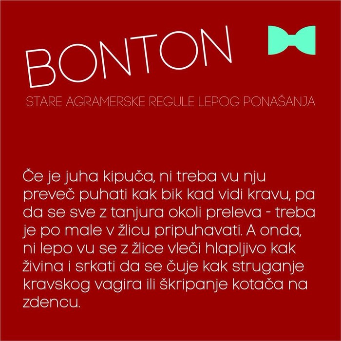 Stari agramerski bonton - ne srkati kak živina