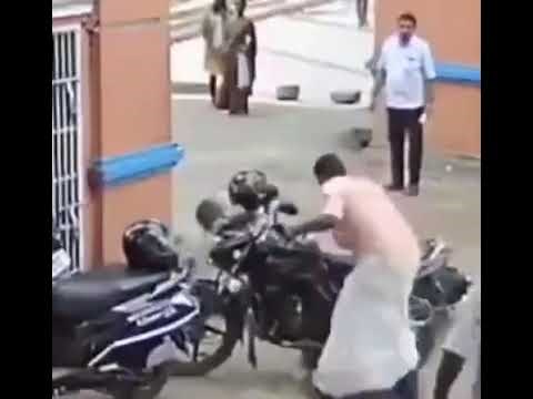 Motorcycle crash accident in to wall