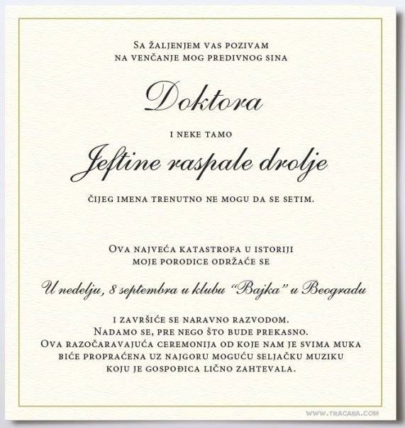 Kad daš starcima da ti pišu pozivnice za vjenčanje