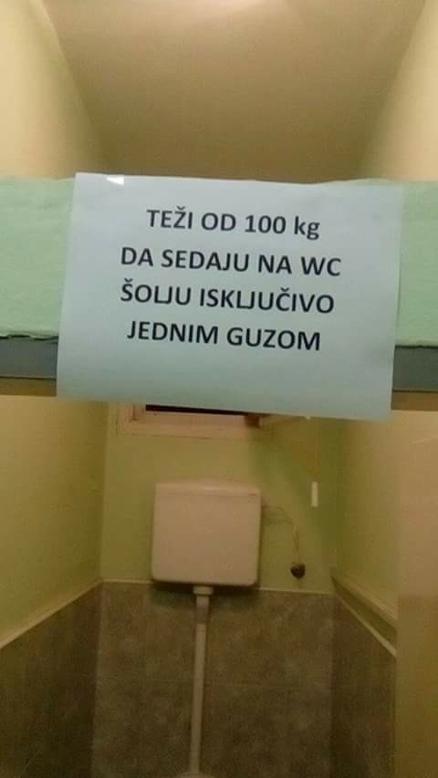 Deblje posjetitelje je na WC-u dočekala zanimljiva obavijest, je li ovo uopće izvedivo?!