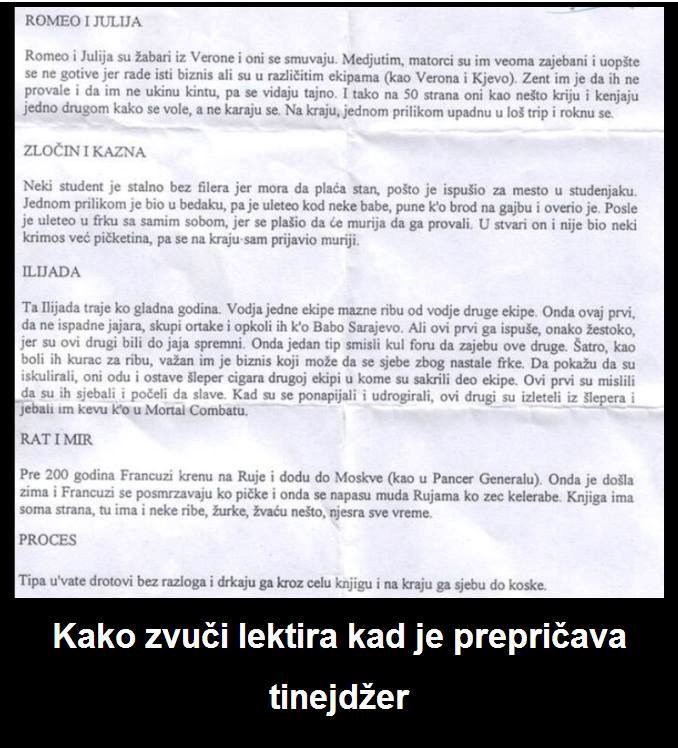 Lektira kad je prepričava tinedjžer