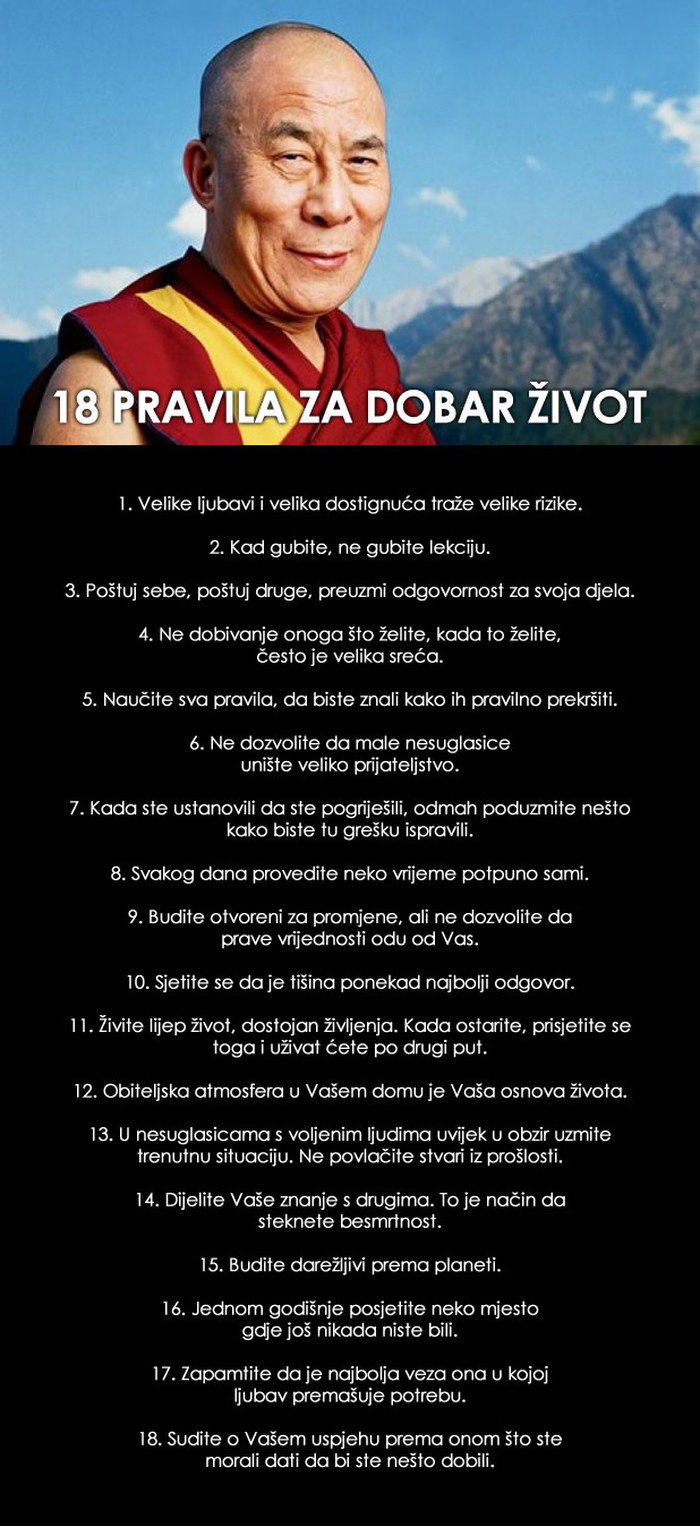 Najlakših 18 pravila za dobar život
