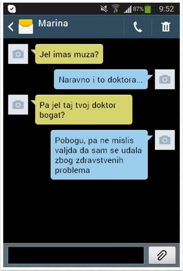 Sponzoruša objašnjava svojoj novoj prijateljici zbog čega se udala za doktora