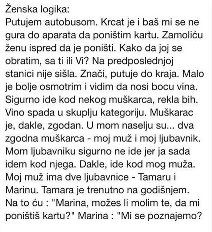 Nepogrešivost ženske logike