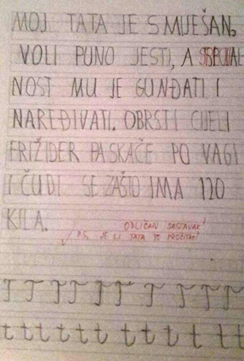 Prvašić dobio petaka za presmiješni sastavak o gunđavom tati