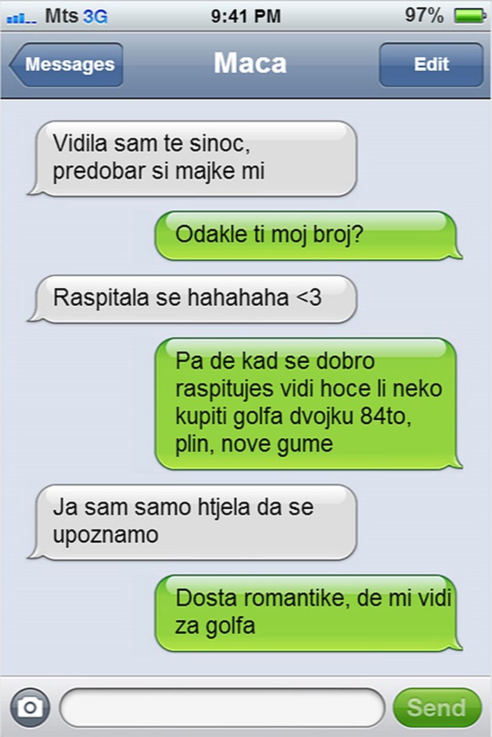 HIT poruka: Djevojci se svidio dečko, ali...