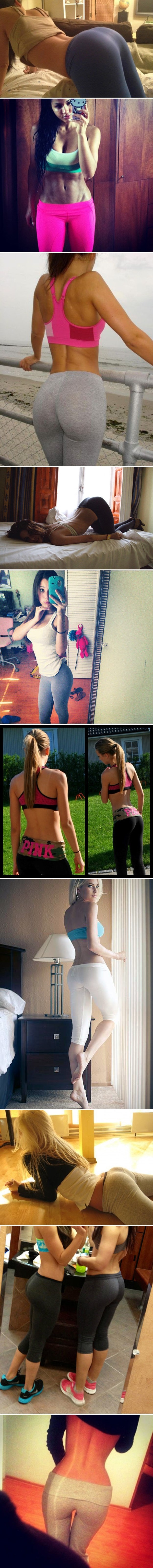 Brutalno seksi guze u tanašnim hlačicama za jogu