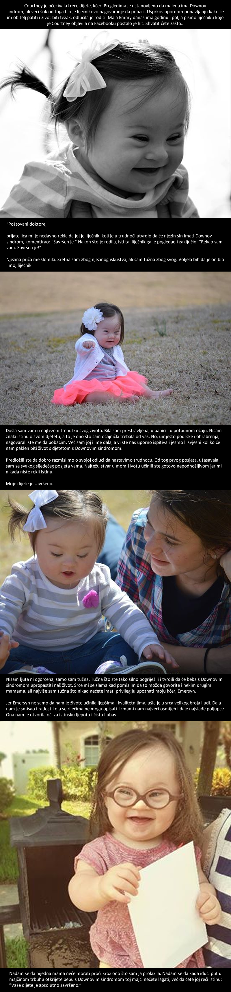 MAMINO PISMO: "Nagovarali ste me da pobacim. Lagali ste! Moja kćer je savršena!"