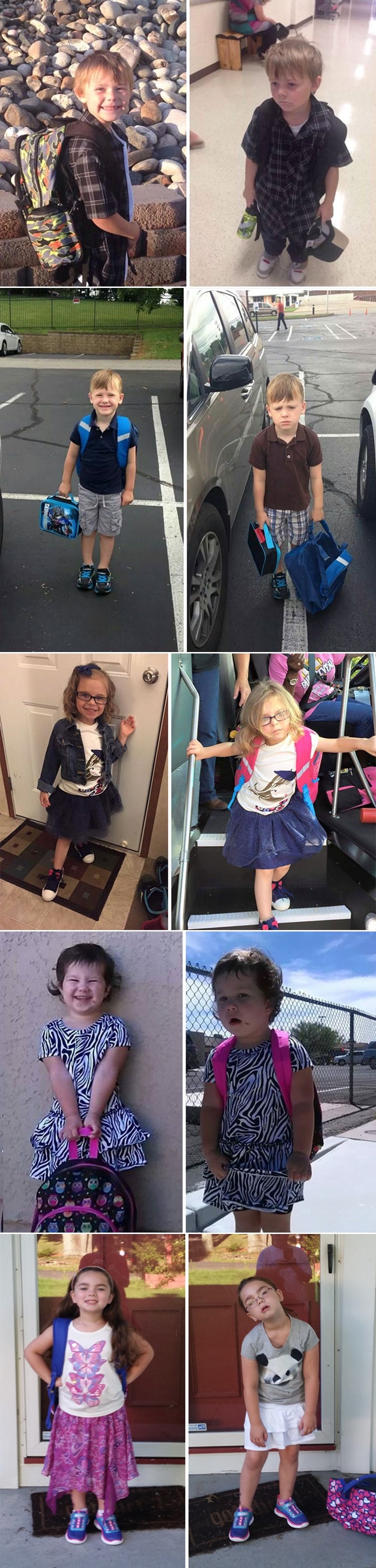 Urnebesne fotke klinaca prije i nakon prvog dana škole