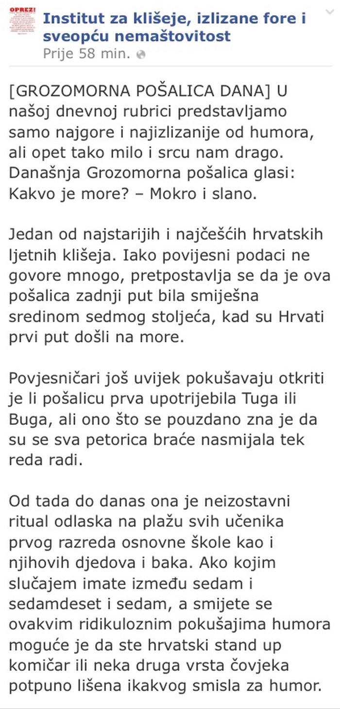 Grozomorna pošalica dana: Podijeli najgluplji vic koji znaš