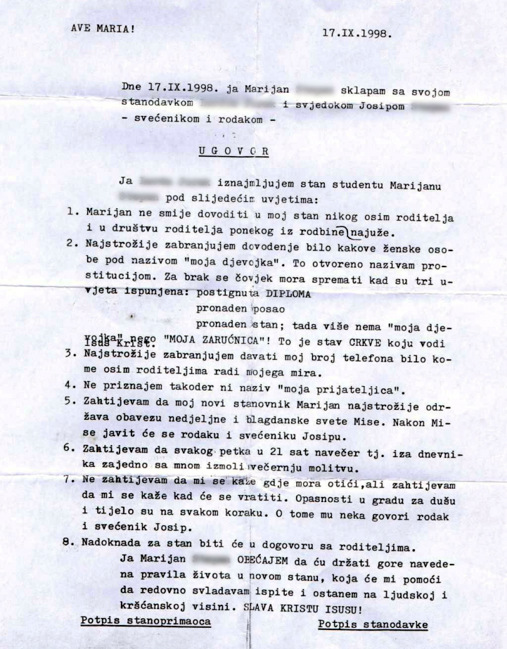 Biste li potpisali ekstremistički ugovor za podstanare?