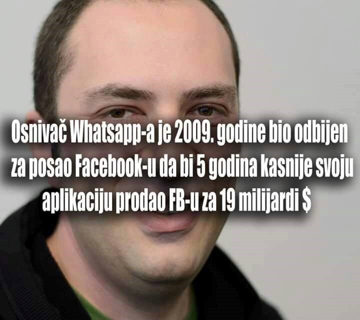 Osnivač Whatsappa bio je odbijen za posao u Facebooku