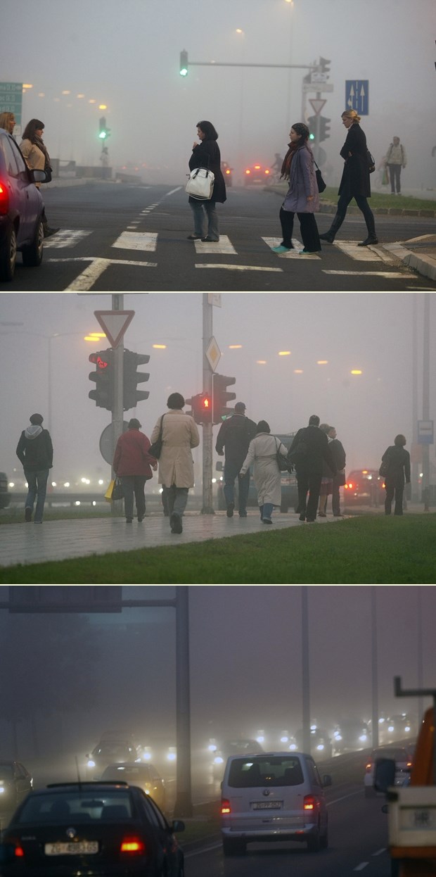 Gusta, ljepljiva zagrebačka jutarnja magla...