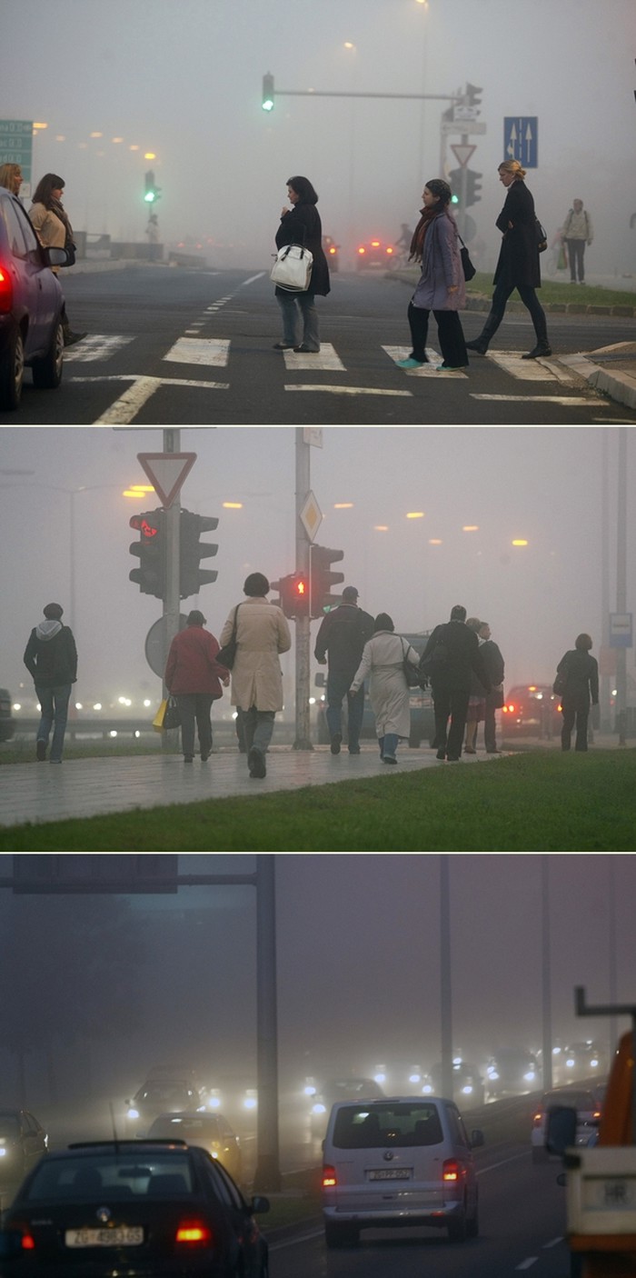 Gusta, ljepljiva zagrebačka jutarnja magla...