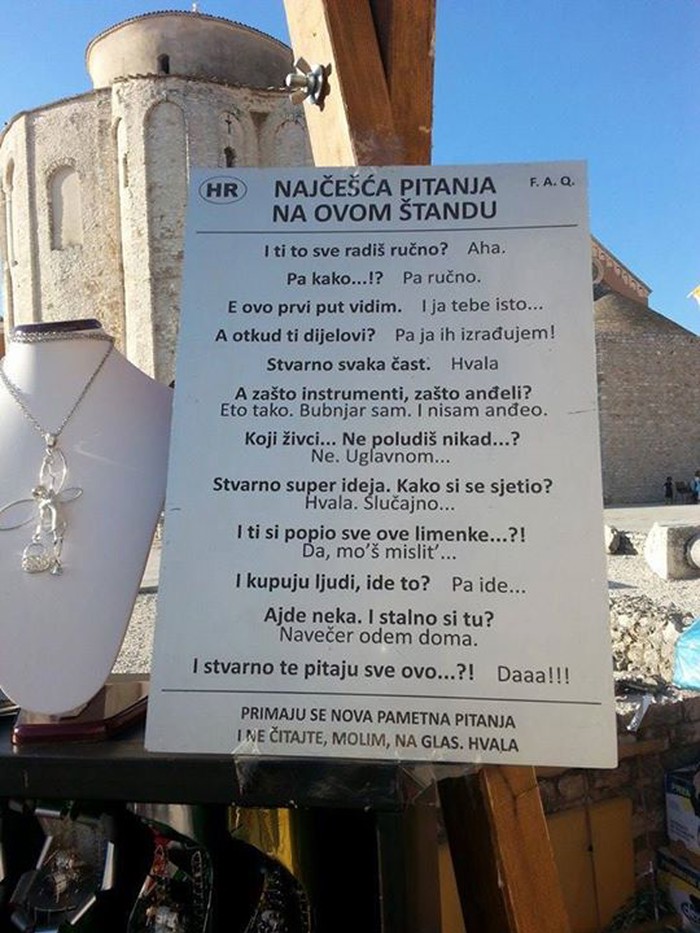 Kad ti dojade pitanja turista napraviš ovo