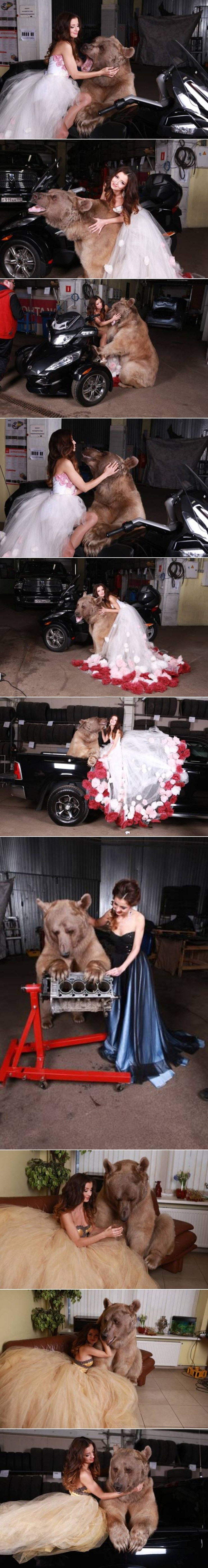 Hrabra ruska manekenka pozirala s medvjedom, svijet ne može vjerovati da je živ