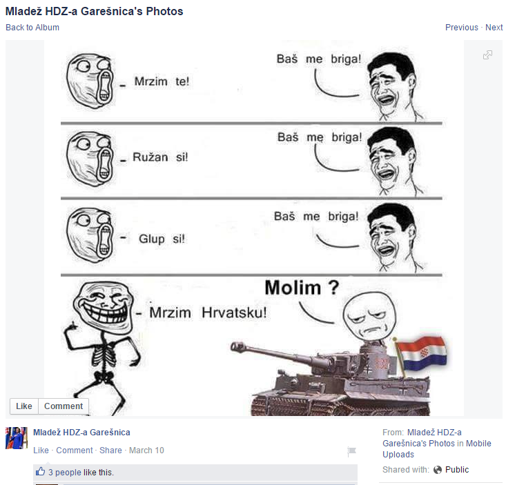 Mladež HDZ-a opet divlja: Kritičarima prijete ustaško-nacističkim tenkom