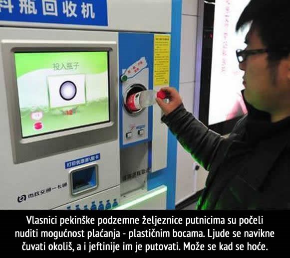 U Pekingu putnici vlak mogu platiti plastičnim bocama