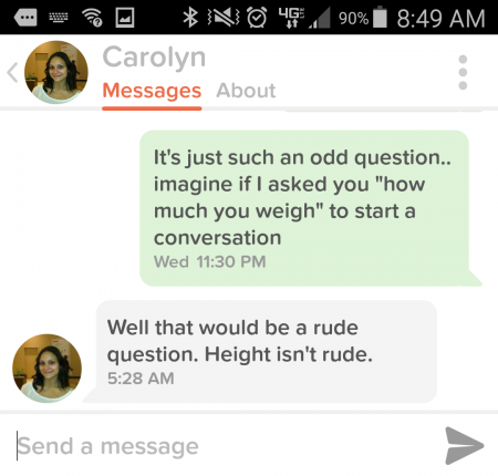 Žena opravdava bezobrazno pitanje o visini