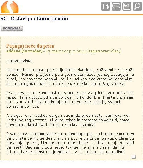 Ne tuci šutljivog papagaja!