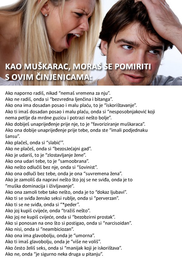 Dečki, pomirite se s ovim i bit će vam lakše sa ženama