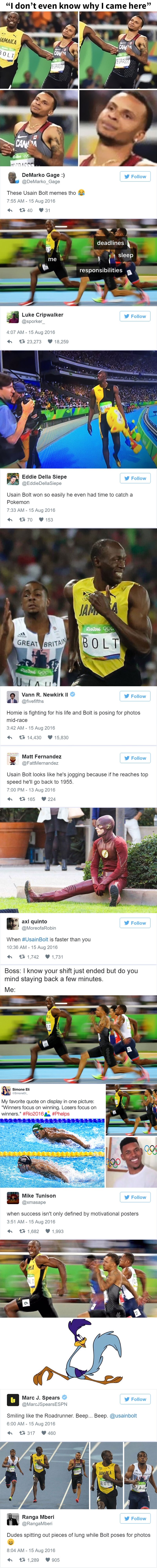 Najjači memeovi oko Boltovog cerekajućeg poziranja dok uništava konkurenciju