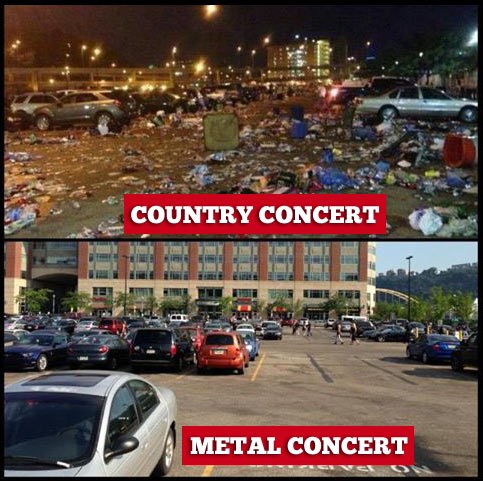 Usporedba publike metal i country koncerta