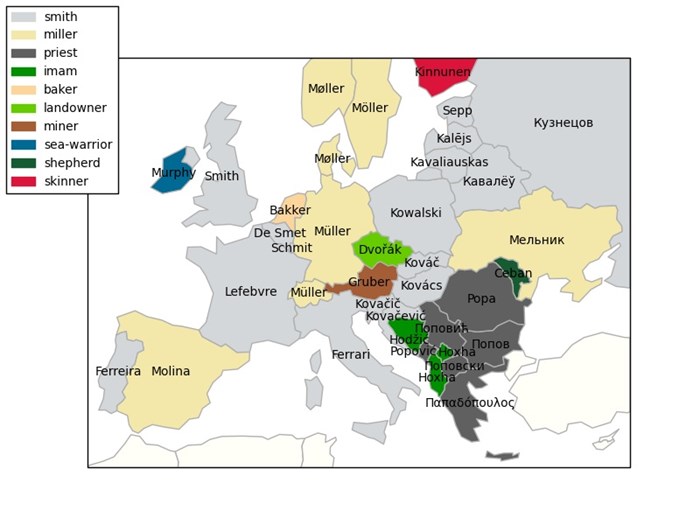 Ovo su značenja najčešćih prezimena u Europi
