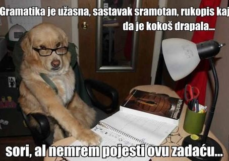 Kad napišeš domaću zadaću koju pas ni s maslom ne bi pojeo