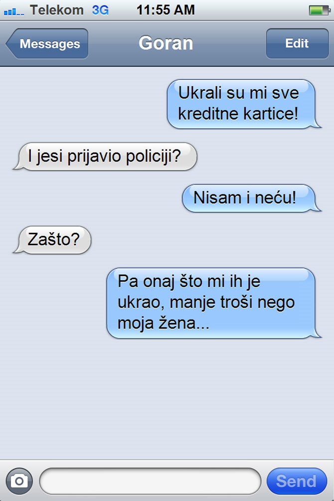 Kad ti žena pegla, ali samo karticu