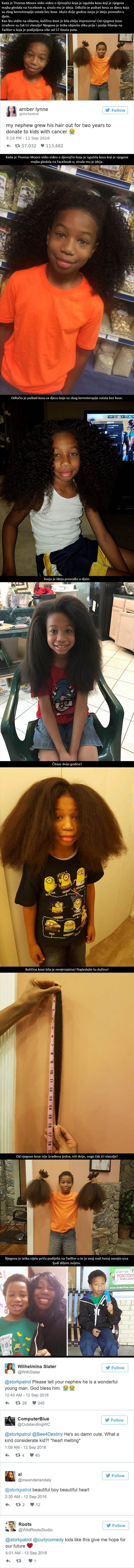 Ovaj osmogodišnjak je dvije godine puštao kosu kako bi se mogle izraditi perike za djecu oboljelu od raka