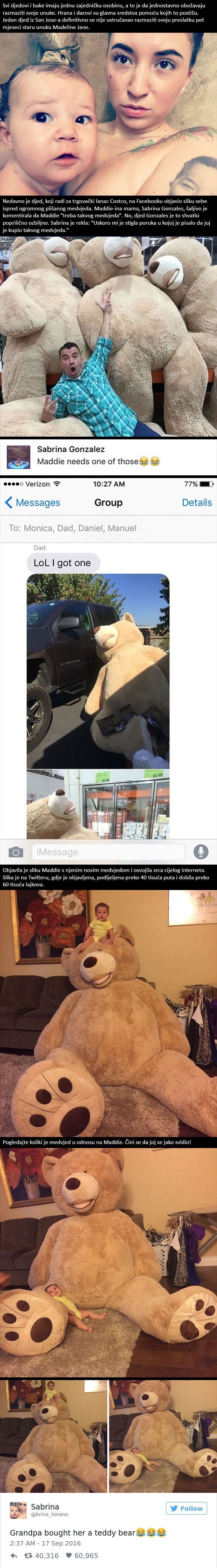 Djed je unuci kupio ogromnog plišanog medvjeda i "zapalio" internet!