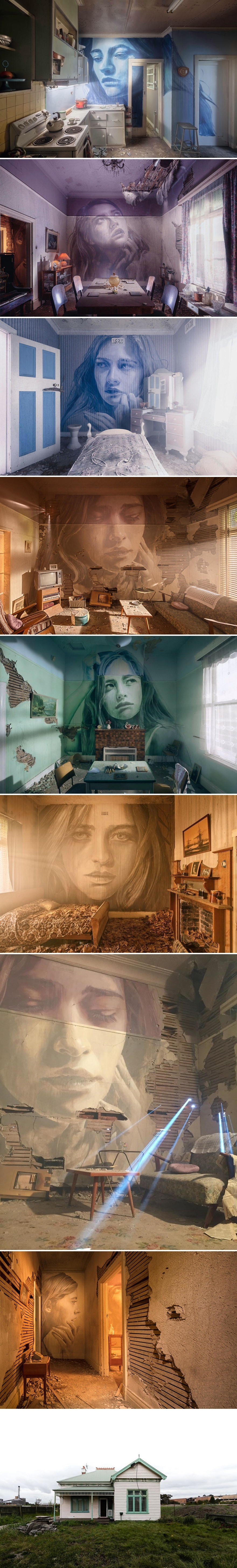 Kuću koju će uskoro srušiti uljepšao je impresivnim radovima kako bi zadnji put zasjala