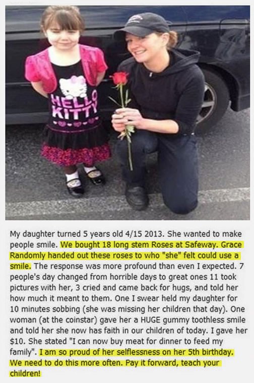 Djevojčica za rođendan ružama usrećila tužne prolaznike