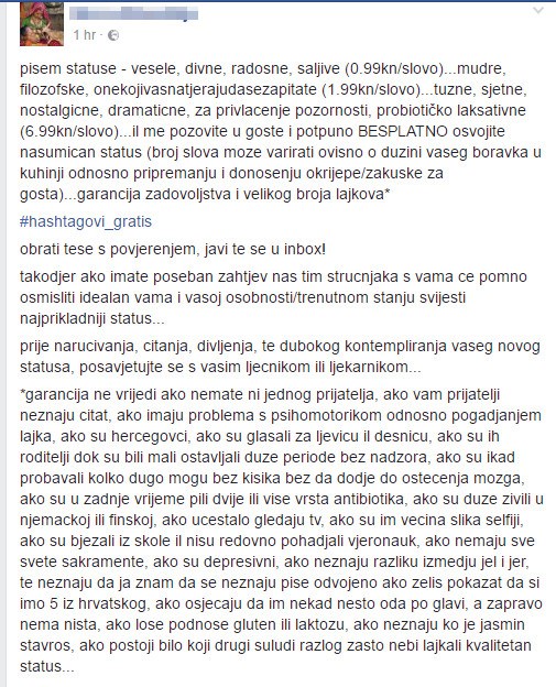 Čovjek je napisao urnebesan oglas na fejsu, a kada vidite što prodaje ostat ćete bez teksta!