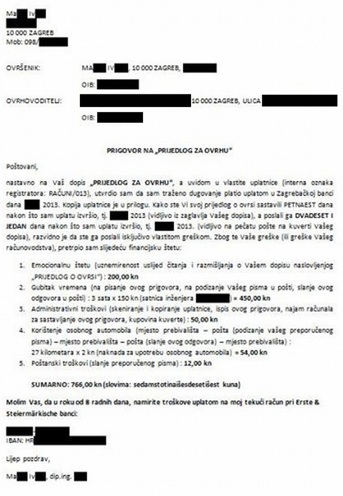 Zbog ovrhe poslane greškom traži odštetu od državnih uhljeba