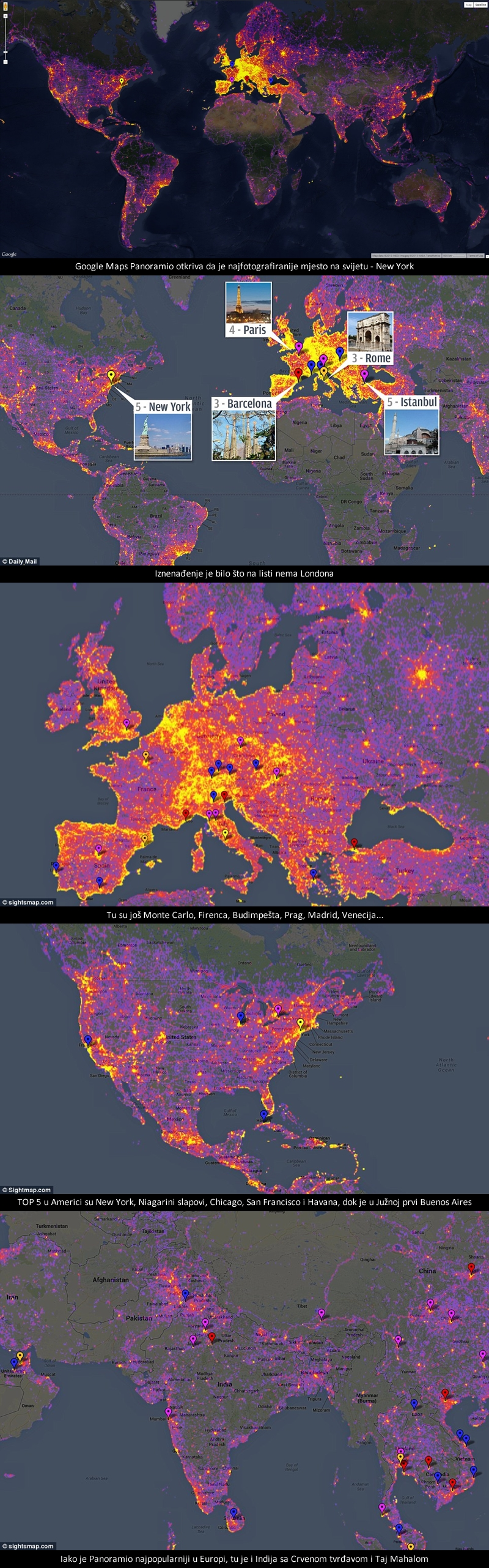 Karta najfotografiranijih mjesta na Zemlji