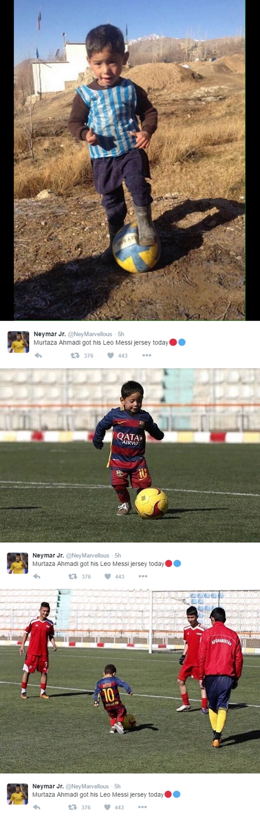 SVIJET U SUZAMA: Siromašnom dječačiću s Messijevim dresom od vrećice ispunjen san!