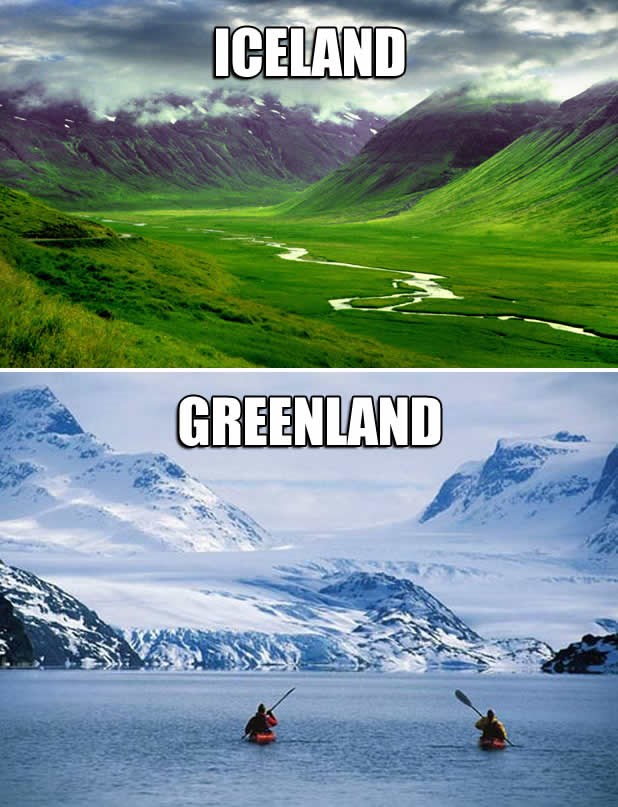 Tko je lud dao imena Islandu i Grenlandu?