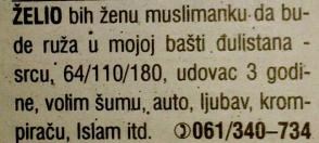 Traži ženu da bude ruža u bašti, voli ljubav i krompiraču