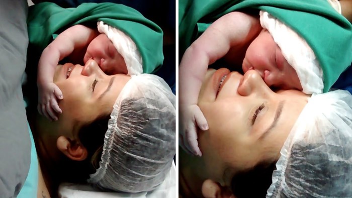 Video koji će vam rastopiti srca: Beba zagrlila mamino lice odmah nakon carskog reza