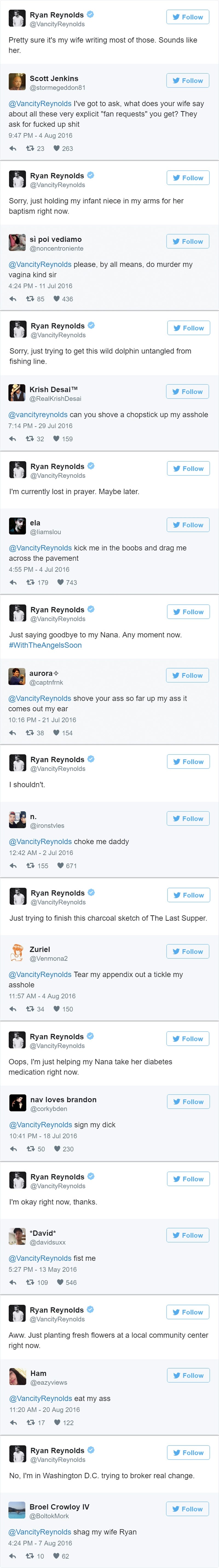 Genijalni Ryan Reynolds se superljubazno sprda s napaljenim obožavateljima