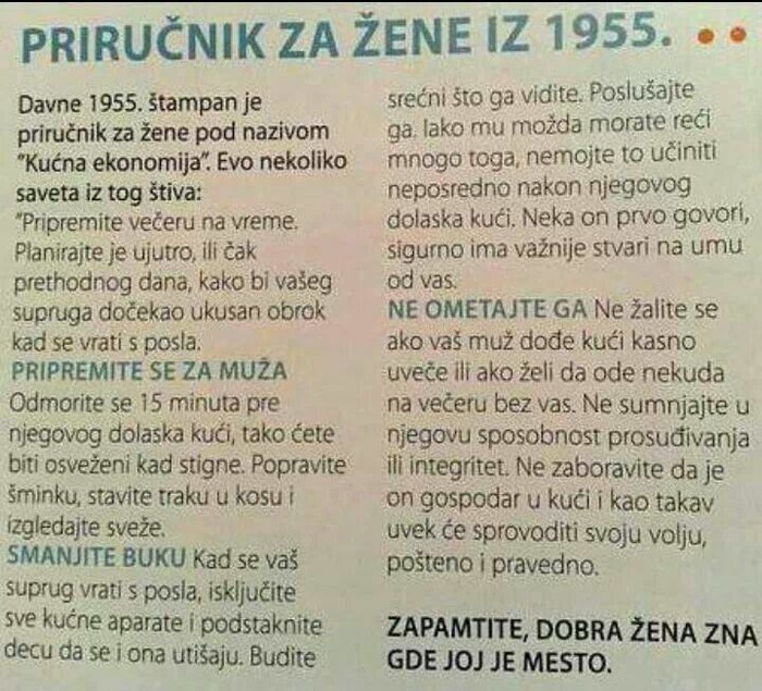 Dobra žena zna gdje joj je mjesto?