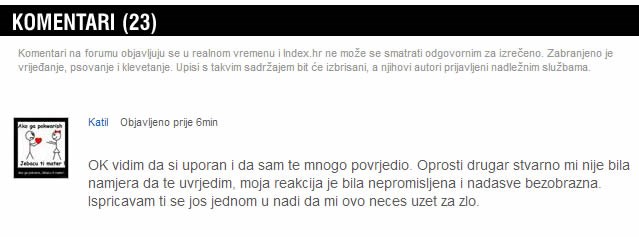 Neviđeno: Forumaš se ispričao!