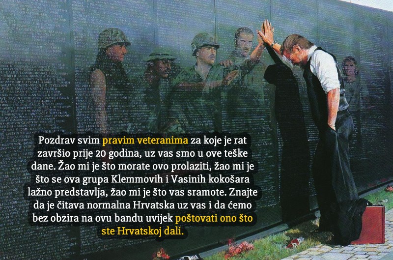 Pozdrav pravim hrvatskim braniteljima, svi smo uz vas!