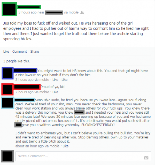 Ne hvali se po Fejsu kako si "rekao šefu što ga ide"